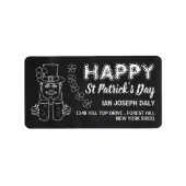 Chalkboard Leprechaun, St Patrick's Day Etiket (Voorkant)