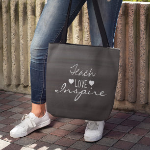 Chalkboard leraar Inspirerend Quote Typografie Draagtas