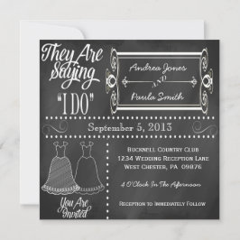 Chalkboard Lesbian Wedding Invitations Kaart