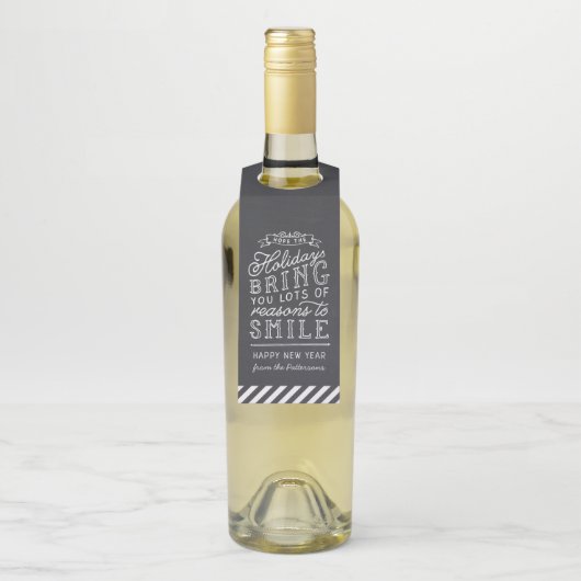 Chalkboard Lettering Gepersonaliseerd Gelukkig Nie Flessenhanger (Op fles)