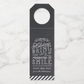 Chalkboard Lettering Gepersonaliseerd Gelukkig Nie Flessenhanger (Voorkant)