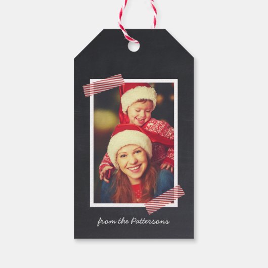 Chalkboard Lettering Holiday Photo Gift Labels Cadeaulabel (Achterkant)