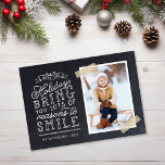 Chalkboard Letters Carte photo de vacances<br><div class="desc">Cartes photos de vacances magnétiques abordables avec des modèles simples pour la personnalisation. Ce design amusant présente une jolie typographie de style lettré à la main sur un faux arrière - plan de tableau noir avec ruban de lavage rayé or autour de votre photo. Le texte dit : "J'espère que...</div>