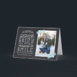 Chalkboard Letters Carte photo de vacances<br><div class="desc">Cartes photos de Noël imprimées sur mesure et abordables avec des modèles simples pour la personnalisation. Ce design amusant présente une jolie typographie de style lettré à la main sur un faux arrière - plan de tableau noir avec ruban lavi rayé aqua autour de votre photo. Le texte dit :...</div>