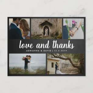 Chalkboard liefde en Bedankt vijf bruiloft foto's Briefkaart