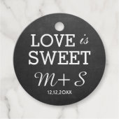 Chalkboard liefde is zoete bruiloft monogram bedankjes labels (Voorkant)