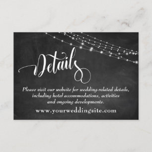 Chalkboard & Light Strings Wedding Details Informatiekaartje