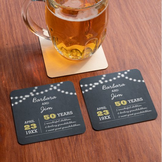 Chalkboard Lights 50e Jubileum Favor Onderzetters