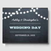 Chalkboard Lights Aqua Mariage livre d'hôtes (Recto)