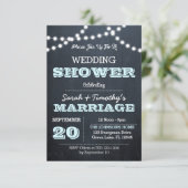 Chalkboard Lights Aqua Wedding Party Sm Invitation (Debout devant)