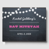 Chalkboard Lights Dark Rose Bat mitzvah livre d'in (Recto)