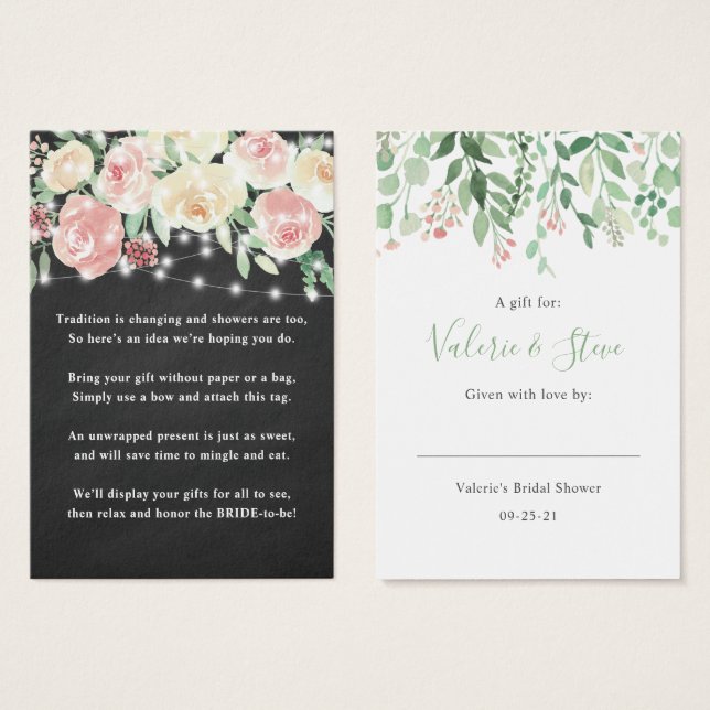 Chalkboard Lights Geen Wrap Douche display cadeau  Visitekaartje (Voorkant /achterkant)