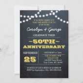Chalkboard Lights Gold 50th Anniversary Invitation (Devant)