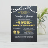 Chalkboard Lights Gold 50th Anniversary Invitation (Debout devant)