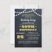Chalkboard Lights Gold 50th Birthday Invitation (Devant)
