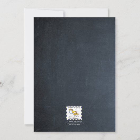 Chalkboard Lights Roze Bevestiging Uitnodiging (Achterkant)