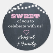 Chalkboard Lights Roze Sweet Treat Bag Sticker (Voorkant)