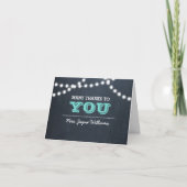 Chalkboard Lights Turquoise Merci Note (Devant)