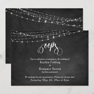 Chalkboard & Lights Uitgestelde bruiloft Humor "Oo Kaart