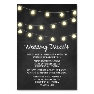 Chalkboard + Lights Wedding Receptie Insert Kaarte Kaart