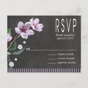 Chalkboard Lila Waterverf Flowers RSVP Kaartje