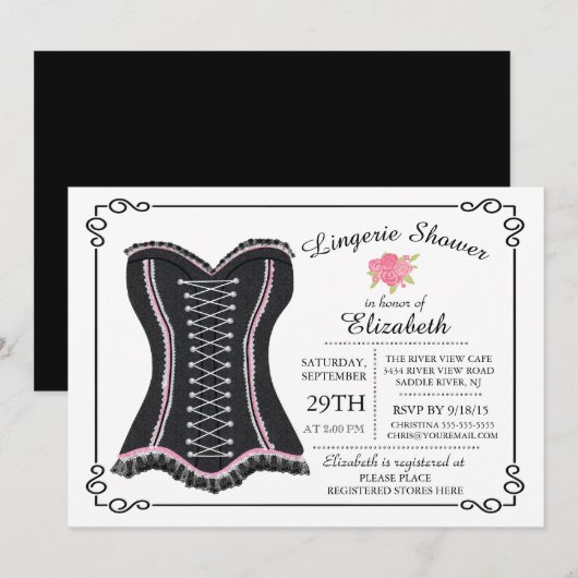 Chalkboard Lingerie Bridal Shower Invitation (Devant / Derrière)