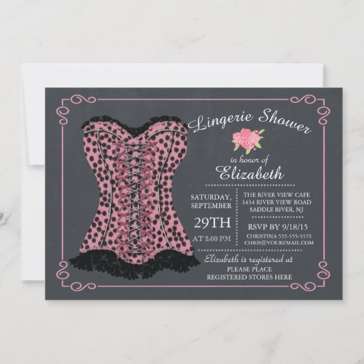 Chalkboard Lingerie Bridal Shower Invitation Kaart (Voorkant)