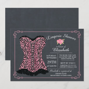 Chalkboard Lingerie Bridal Shower Invitation Kaart
