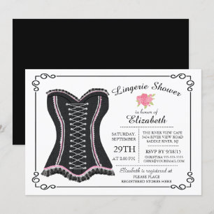 Chalkboard Lingerie Bridal Shower Invitation Kaart