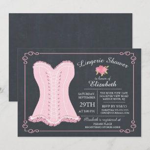 Chalkboard Lingerie Bridal Shower Invitation Kaart