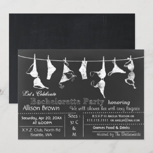 Chalkboard Lingerie Shower Bachelorette Invitation Kaart