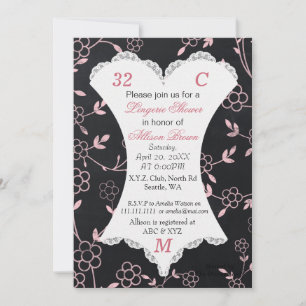 Chalkboard Lingerie Shower Bachelorette Invitation Kaart
