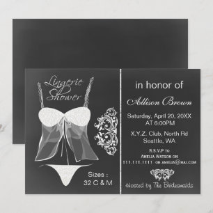 chalkboard Lingerie Shower-uitnodigingen Kaart