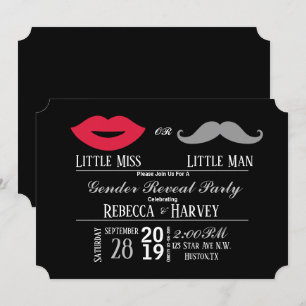 Chalkboard Little man of Little Miss Gender Reveal Kaart