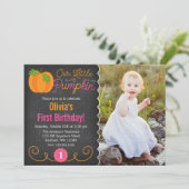 Chalkboard Little Pumpkin Pink Oranje Birthday Kaart (Staand voorkant)
