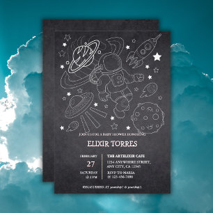 Chalkboard Little Space Explorer Baby shower Kaart