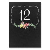 Chalkboard Look Bloemen Trouwtafel Nummer Kaart (Achterkant)