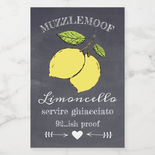Chalkboard Look Limoncello Klein Flesetiket | Voedselcontainer Etiket (Enkel label)