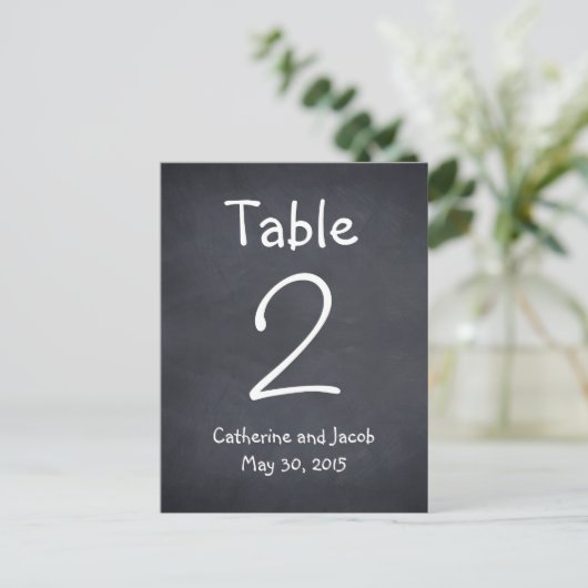 Chalkboard Look Trouwtafel Nummer Kaart (Staand voorkant)