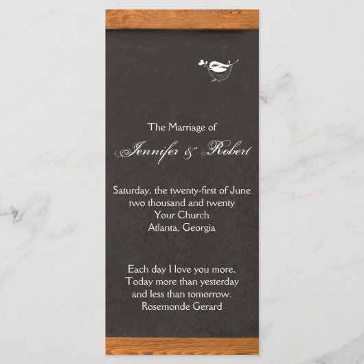 Chalkboard Love Bird Trouwprogramma Programma (Voorkant)