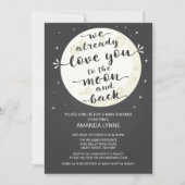 Chalkboard Love Moon & Back Baby shower Invite Kaart (Voorkant)