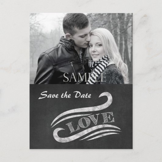 Chalkboard Love Save the Date Briefkaart (Voorkant)