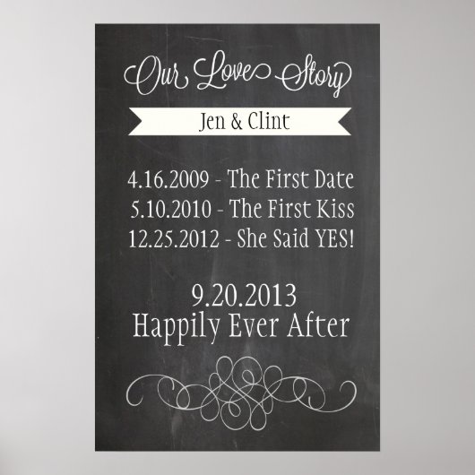 Chalkboard Love Story Poster (Voorkant)