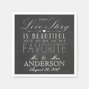 Chalkboard Love Story Vintage bruiloft servet