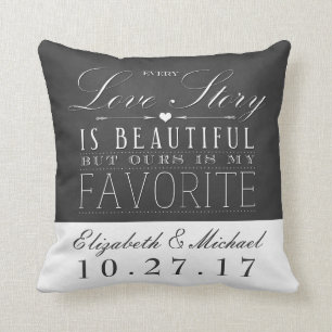 Chalkboard Love Story Wedding Jubileum Pillow Kussen