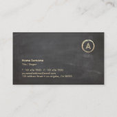 Chalkboard Luxe Gold Circle Modern Monogram Visitekaartje (Achterkant)