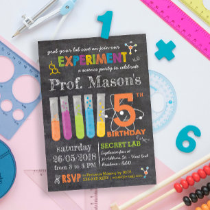 Chalkboard Mad Science Party Birthday Kaart