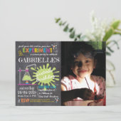 Chalkboard Mad Science Party Birthday Kaart (Staand voorkant)