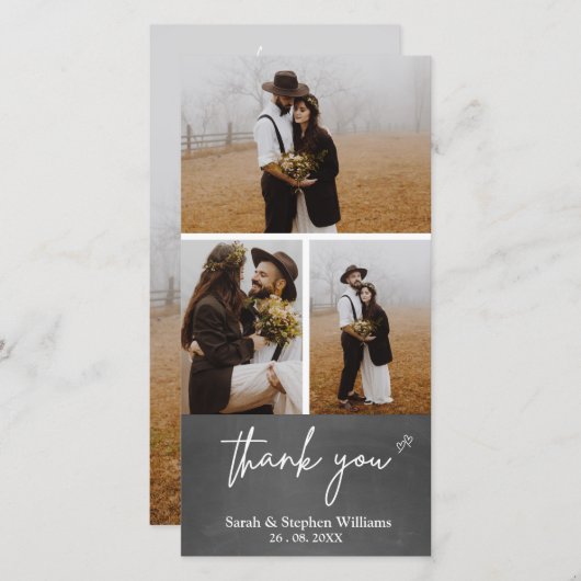 Chalkboard Mariage 3 Photo Merci Photo (Devant / Derrière)