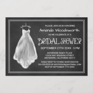 Chalkboard Mariage robe nuptiale douche Invitation